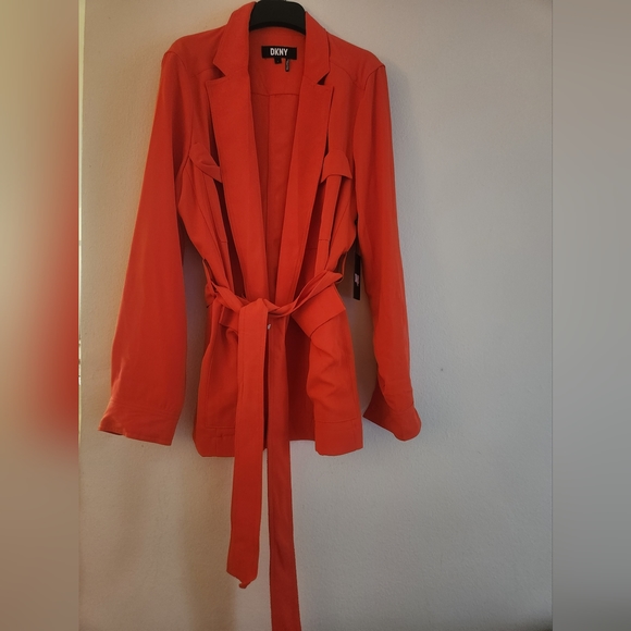 Donna Kara belted jacket blazer orange sz L BNWT - Picture 4 of 5